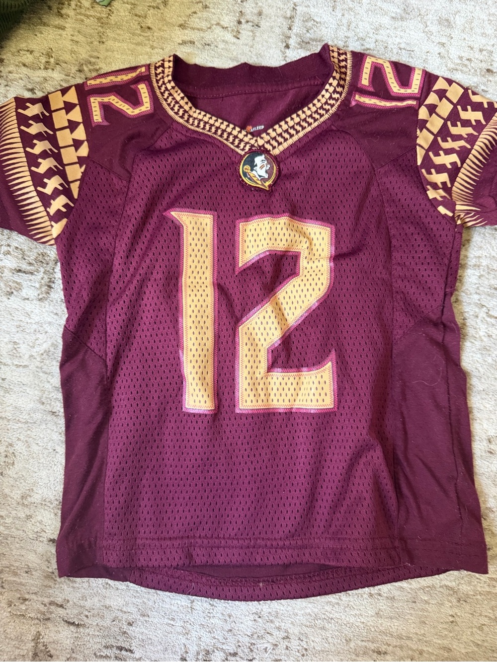 3T - Toddler Kids Maroon & Gold Football Jersey - #12 Florida State FSU